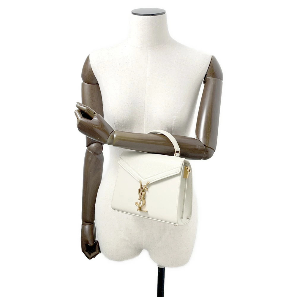 Saint Laurent Paris Cassandra Top Handle Leather Handbag Shoulder Bag White - Picture 5 of 12